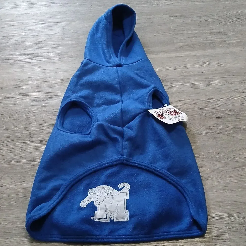 Memphis Tigers Blue Dog Fleece Hooded Jacket Sx XXL (58-80lbs) Girth 24-32